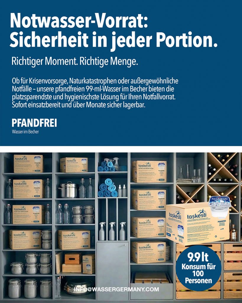 Home wasser im becher ob für krisenvorsorge, naturkatastrophen